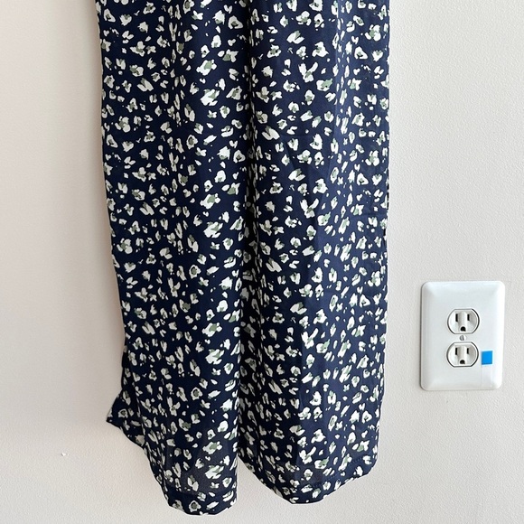 As U Wish Navy Blue and Green Animal Print Cinched Waist Jumpsuit, Size Small - Picture 4 of 16
